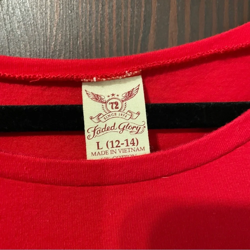 Faded Glory Large​ Cherry Red Scoop Neck Cotton Midi Dress T-Shirt Dress - Picture 5 of 5
